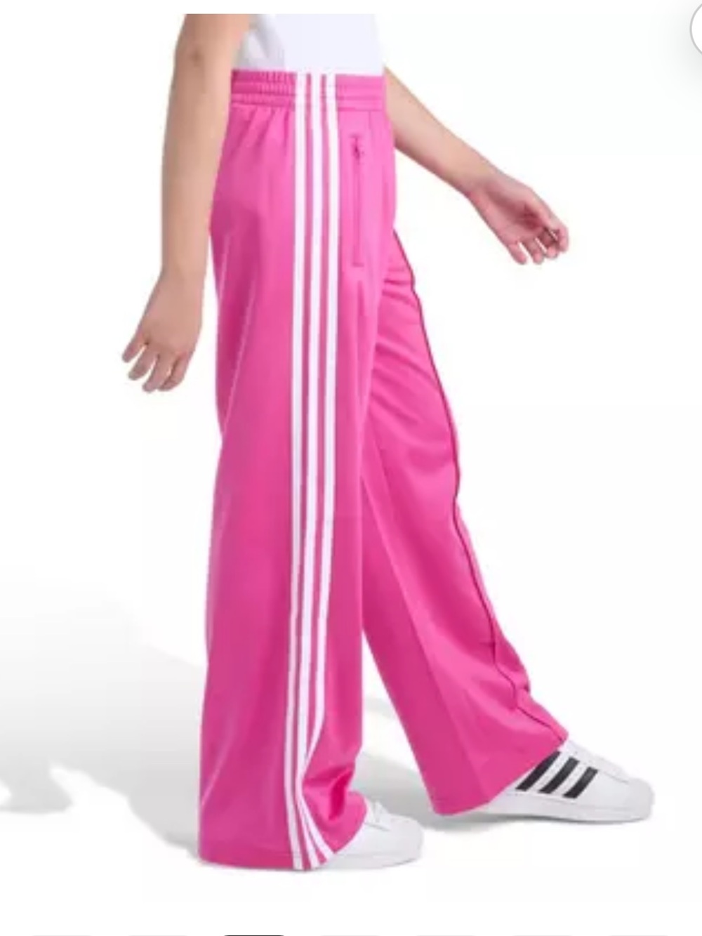 adidas Big Girls' Wide Leg Firebird Pants - Pink Fusion